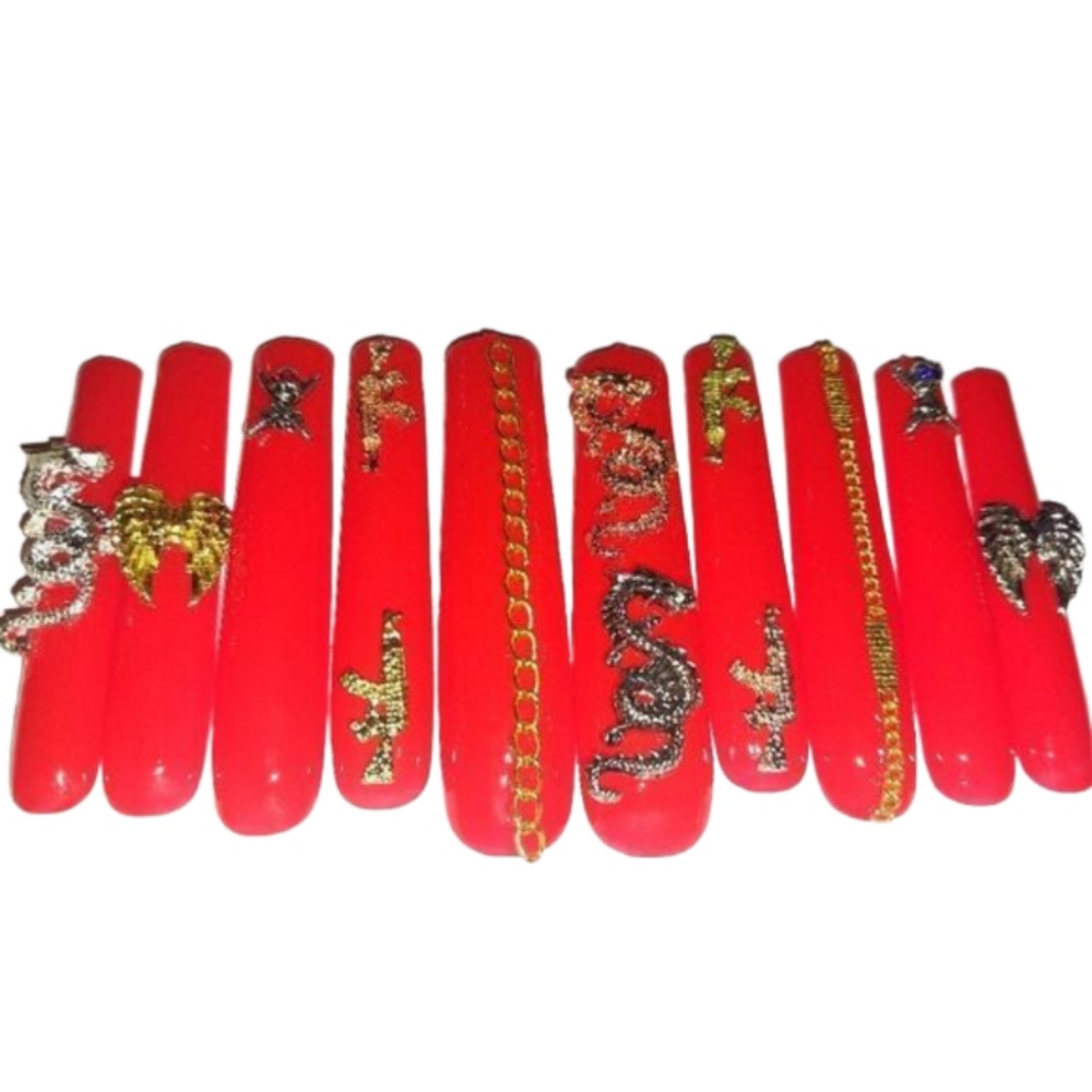 Hand crafted custom 10pc 4xl acrylic press on nails